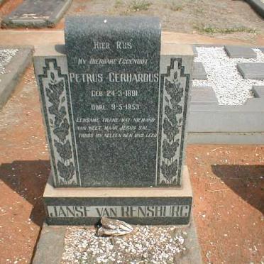 RENSBURG Petrus Gerhardus, Janse van 1891-1953