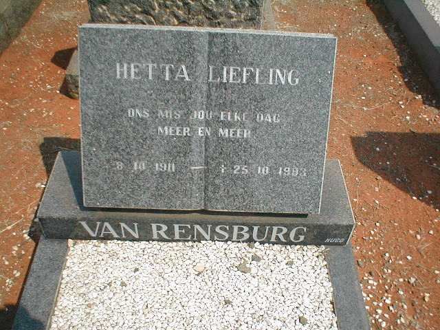RENSBURG Hetta, van 1911-1993