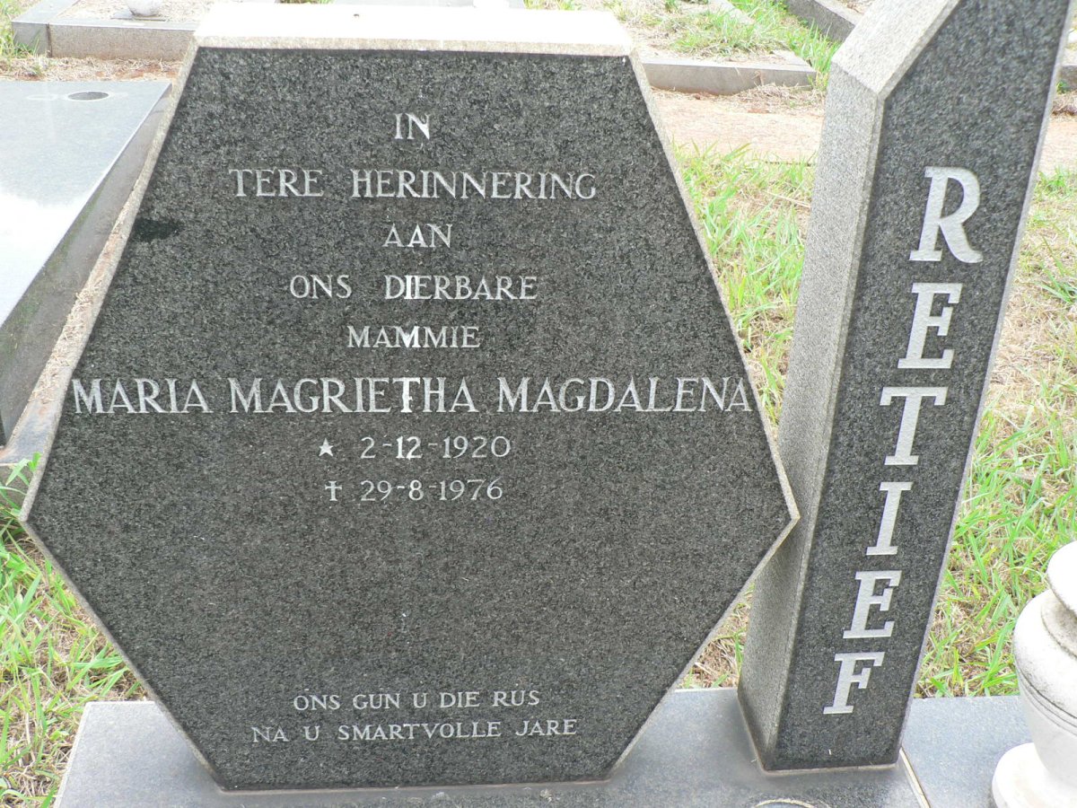 RETIEF Maria Magrietha Magdalena 1920-1976