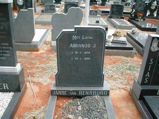 RENSBURG Adrianus J., Janse van 1933-1988