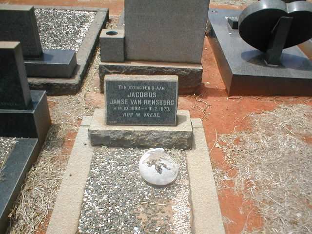 RENSBURG Jacobus, Janse van 1898-1970