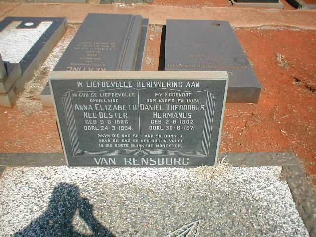RENSBURG Daniel Theodorus Hermanus, van 1902-1971 &amp; Anna Elizabeth BESTER 1906-1984