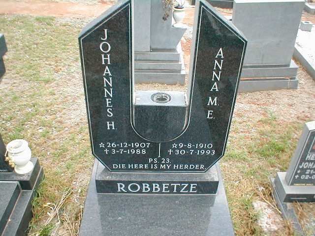 ROBBETZE Johannes H. 1907-1988 &amp; Anna M.E. 1910-1993