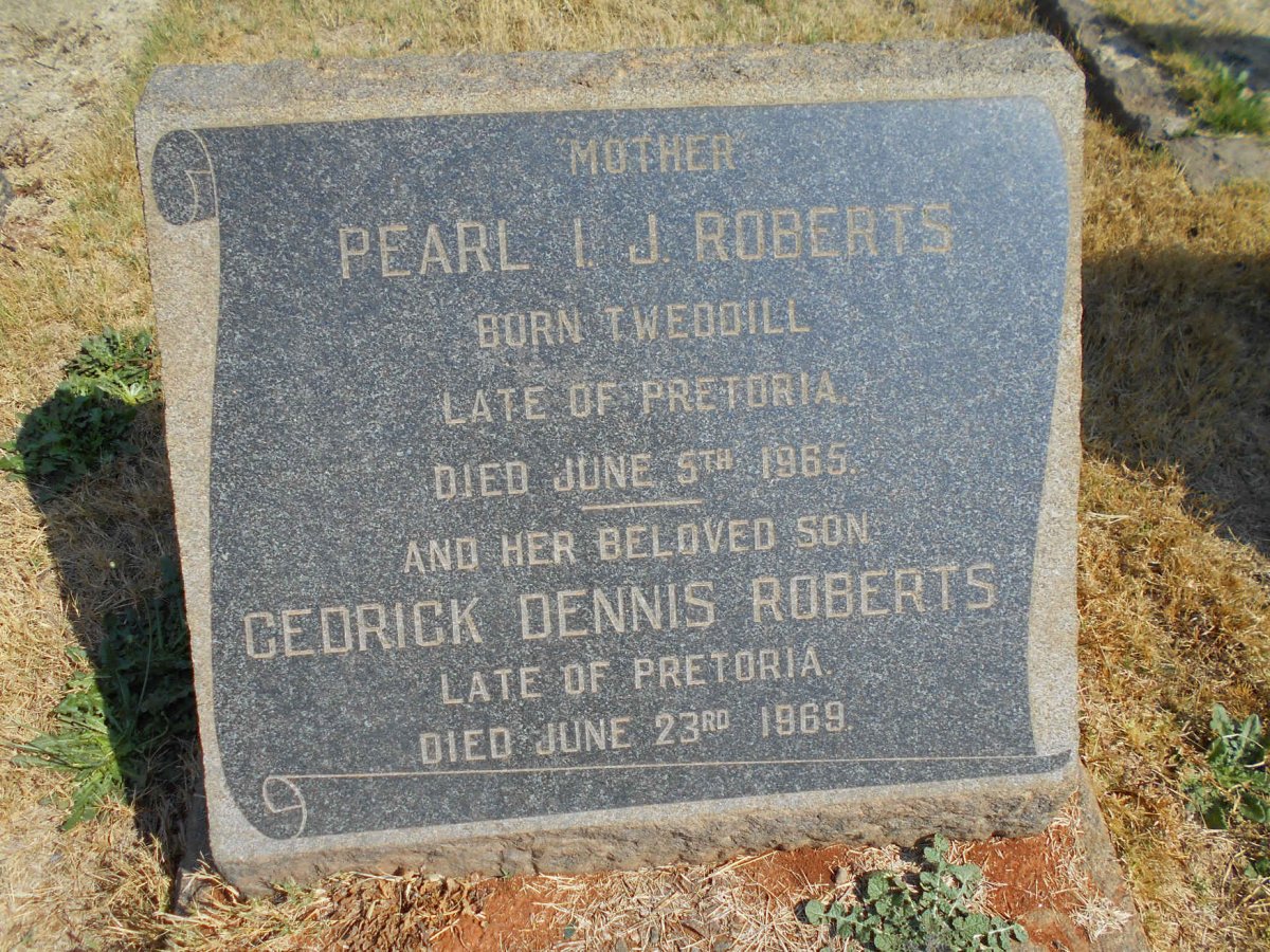 ROBERTS Cedrick Dennis -1969 &amp; Pearl I.J. TWEDDILL -1965