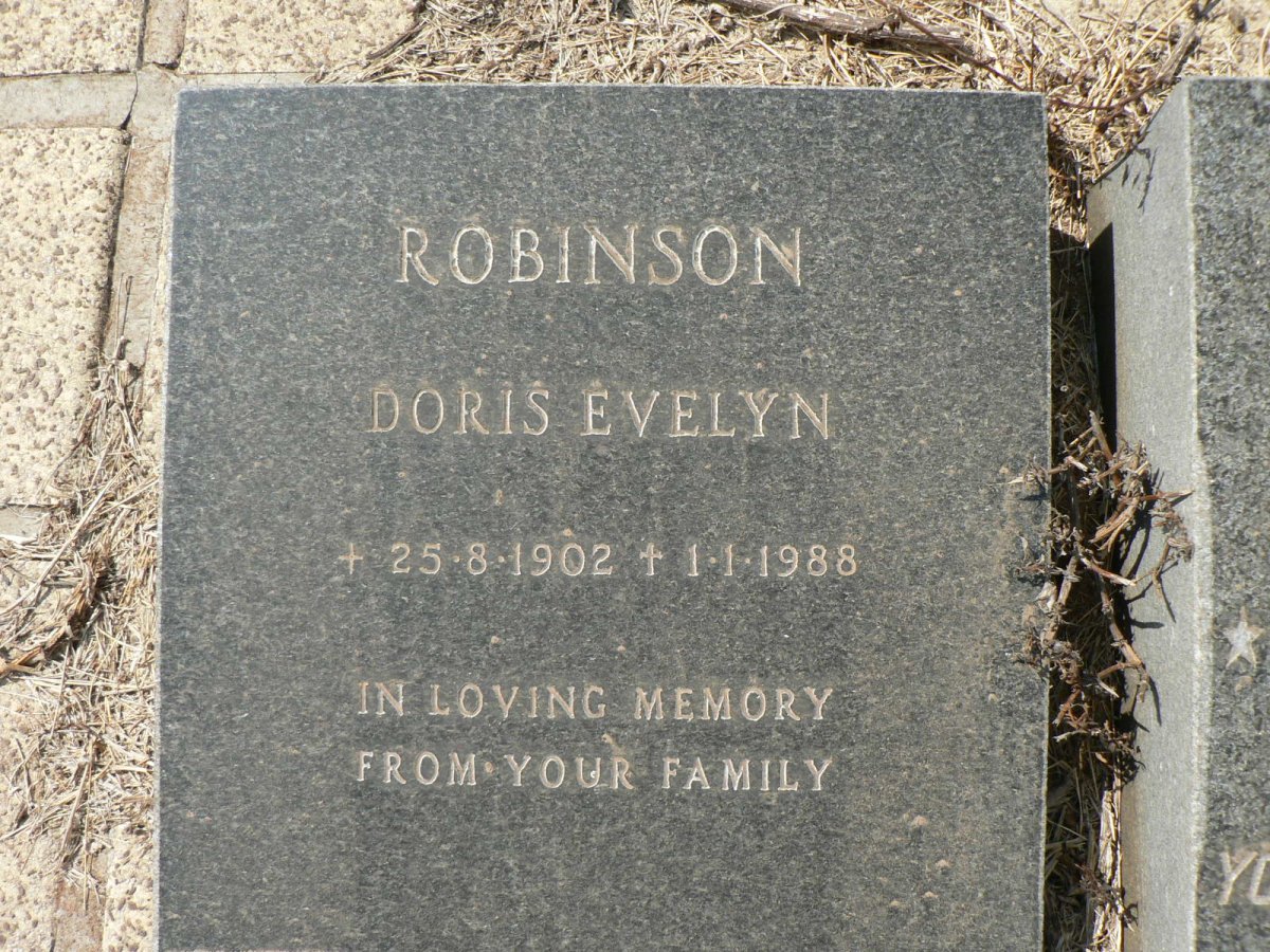 ROBINSON Llewellyn Redvers 1899-1982 &amp; Doris Evelyn 1902-1988 :: ROBINSON Trevor Howard -1957