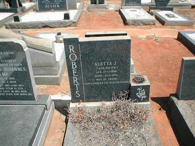 ROBERTS Aletta J. nee PELSER 1898-1974