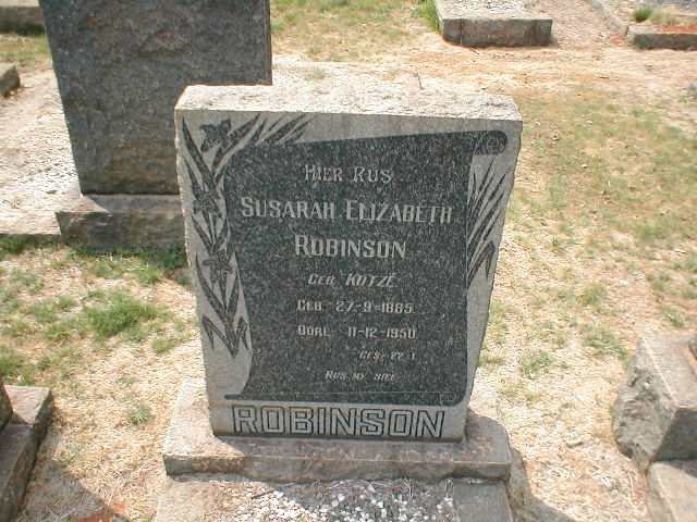 ROBINSON Susarah Elizabeth nee KOTZÉ 1885-1950