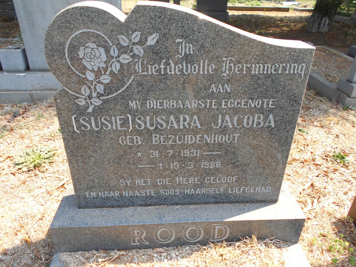 ROOD Susara Jacoba nee BEZUIDENHOUT 1931-1986