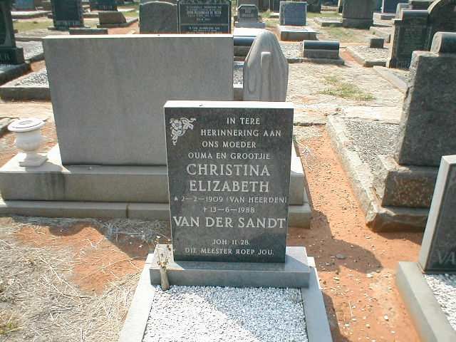 SANDT Christina Elizabeth, van der nee VAN HEERDEN 1909-1988