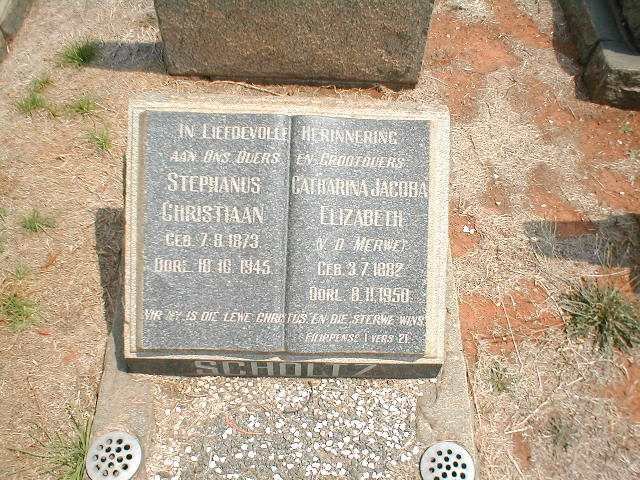 SCHOLTZ Stephanus Christiaan 1873-1945 &amp; Catharina Jacoba Elizabeth V.D. MERWE 1882-1950