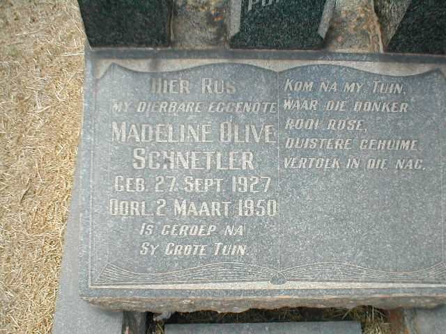SCHNETLER Madeline Olive 1927-1950