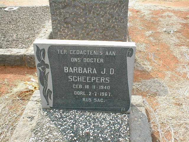 SCHEEPERS Barbara J.D. 1940-1967