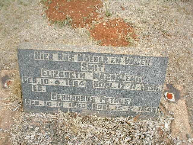 SMIT Gerhardus Petrus 1880-1943 &amp; Elizabeth Magdalena 1884-1936