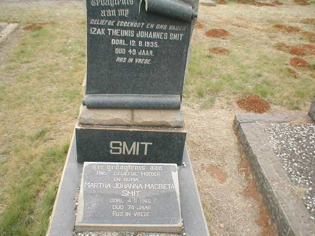 SMIT Izak Theunis Johannes -1935 &amp; Martha Johanna Magrieta -1986