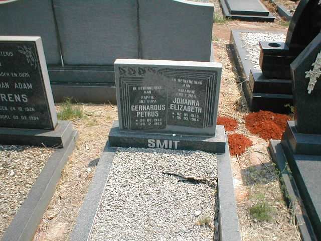 SMIT Gerhardus Petrus 193?-198? &amp; Johanna Elizabeth 1936-1984
