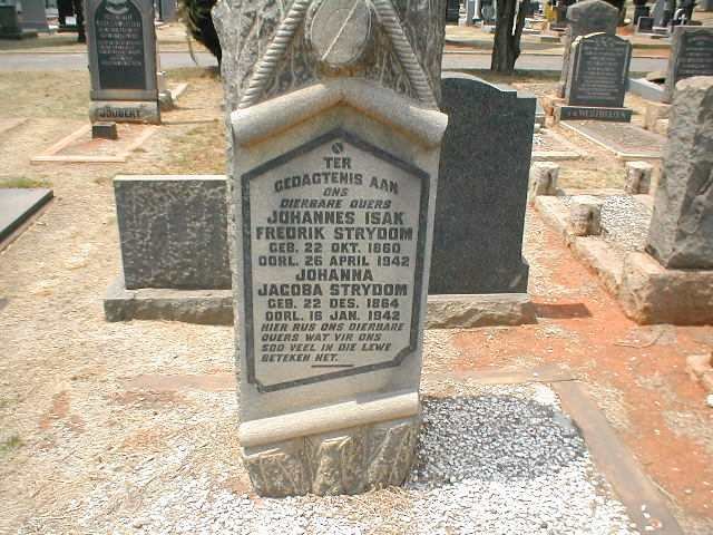 STRYDOM Johannes Isak Fredrik 1860-1942 &amp; Johanna Jacoba 1864-1942