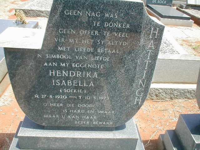 HATTINGH Hendrika Isabella 1920-1973