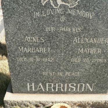 HARRISON Alexander Mather -1965 &amp; Agnes Margaret -1942