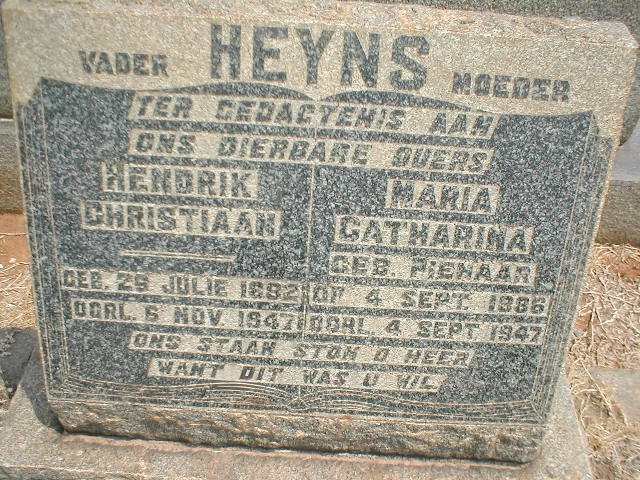 HEYNS Hendrik Christiaan 1882-1947 &amp; Maria Catharina PIENAAR 1896-1947