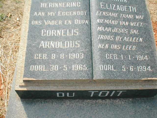 TOIT Cornelis Arnoldus, du 1903-1965 &amp; Anna Elizabeth 1914-1994