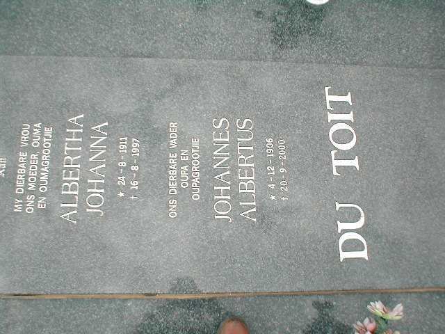 TOIT Johannes Albertus, du 1906-2000 &amp; Albertha Johanna 1911-1997