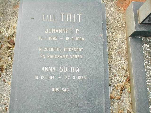 TOIT Johannes P., du 1895-1968 &amp; Anna Sophia 1914-1993