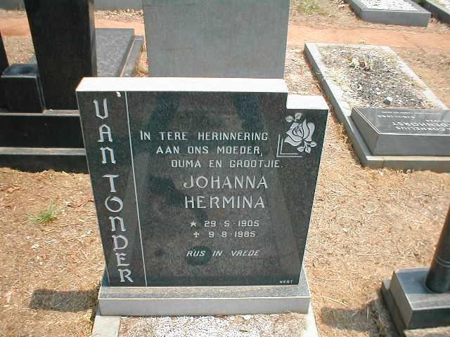 TONDER Johanna Hermina, van 1905-1985