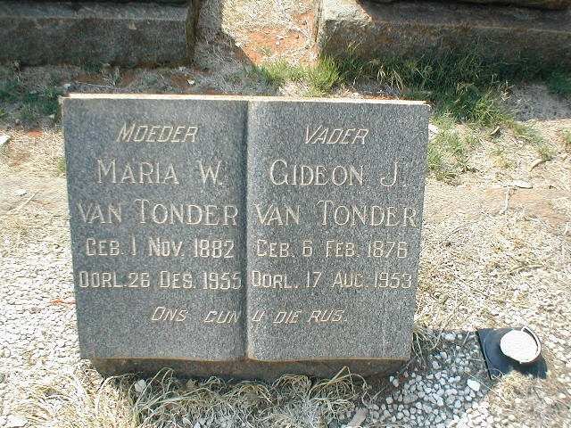 TONDER Gideon J., van 1876-1953 &amp; Maria W. 1882-1955