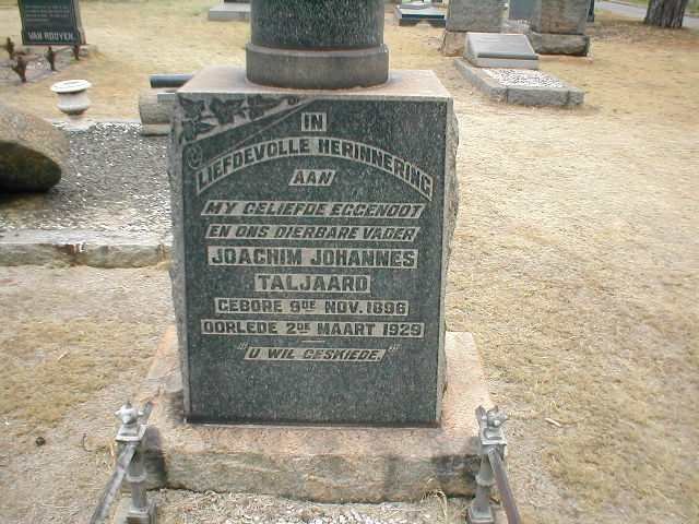 TALJAARD Joachim Johannes 1896-1929