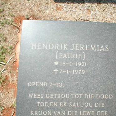 ? Hendrik Jeremias 1921-1979