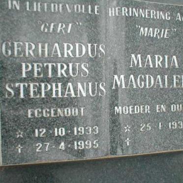 ? Gerhardus Petrus Stephanus 1933-1995 &amp; Maria Magdalena 1933-