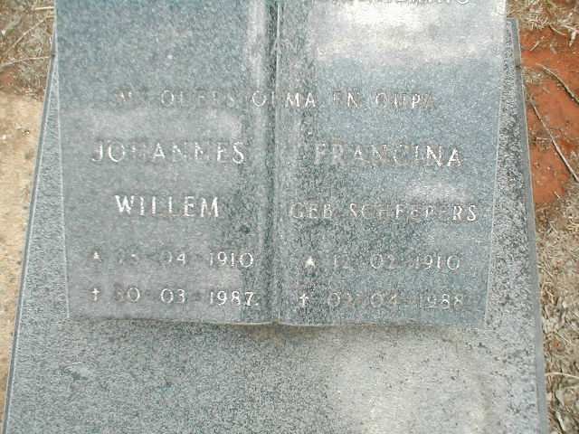 ? Johannes Willem 1910-1987 &amp; Francina SCHEEPERS 1910-1988