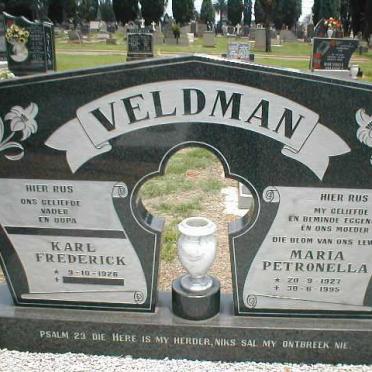 VELDMAN Karl Frederick 1926- &amp; Maria Petronella 1927-1995
