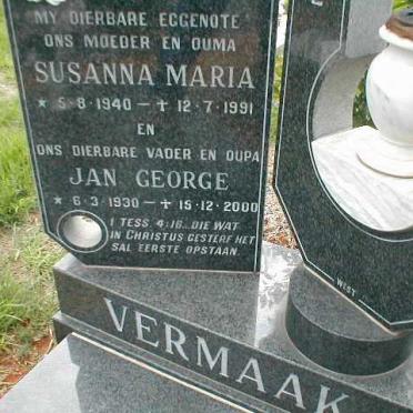 VERMAAK Jan George 1930-2000 &amp; Susanna Maria 1940-1991