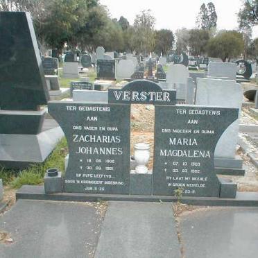 VERSTER Zacharias Johannes 1901-1981 &amp; Maria Magdalena 1903-1982