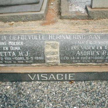 VISAGIE Andries P.D. 1904-1966 &amp; Aletta H.J. 1911-1996