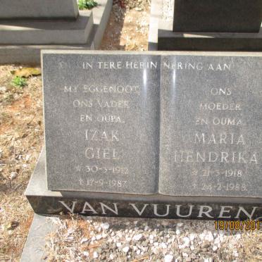 VUUREN Izak Giel, van 1912-1987 &amp; Maria Hendrika 1918-1988