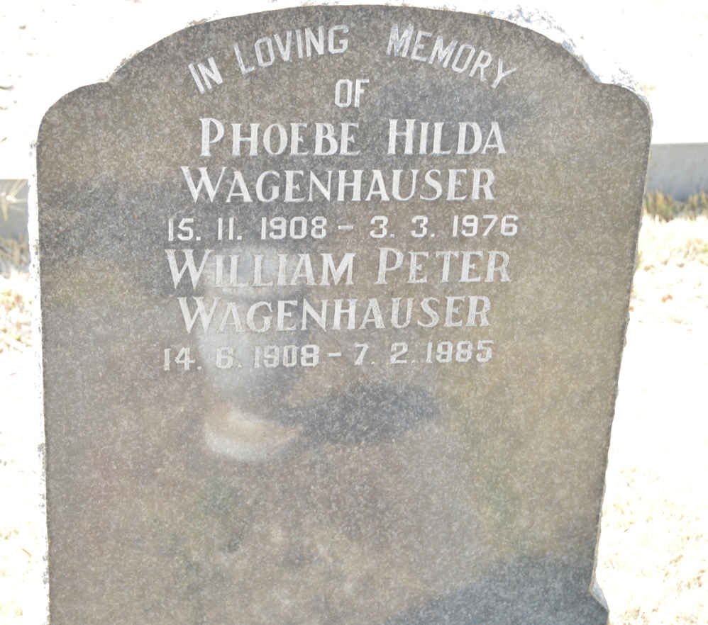 WAGENHAUSER William Peter 1908-1985 &amp; Phoebe Hilda 1908-1976