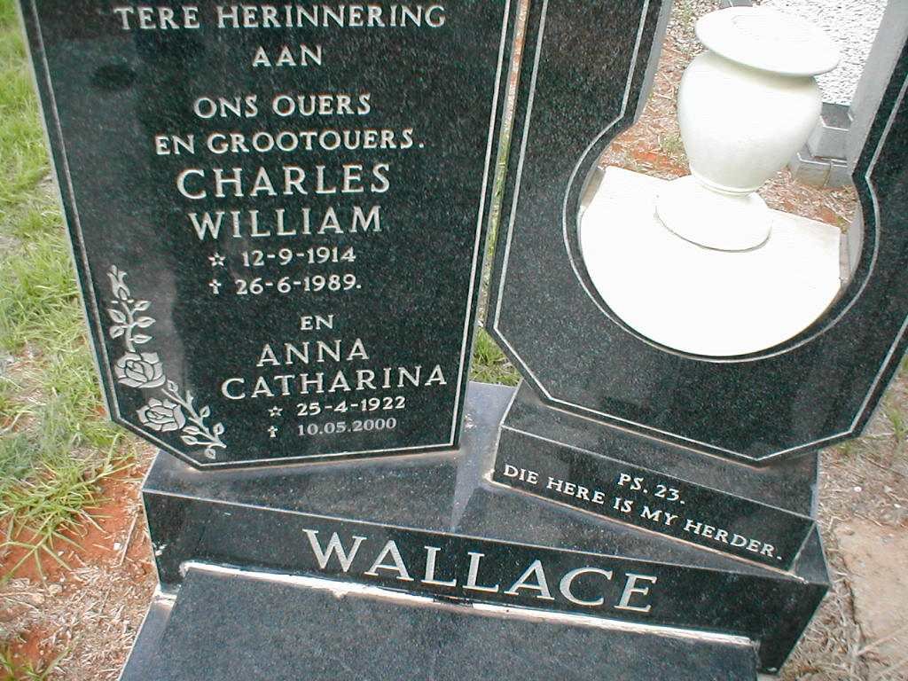 WALLACE Charles William 1914-1989 &amp; Anna Catharina 1922-2000