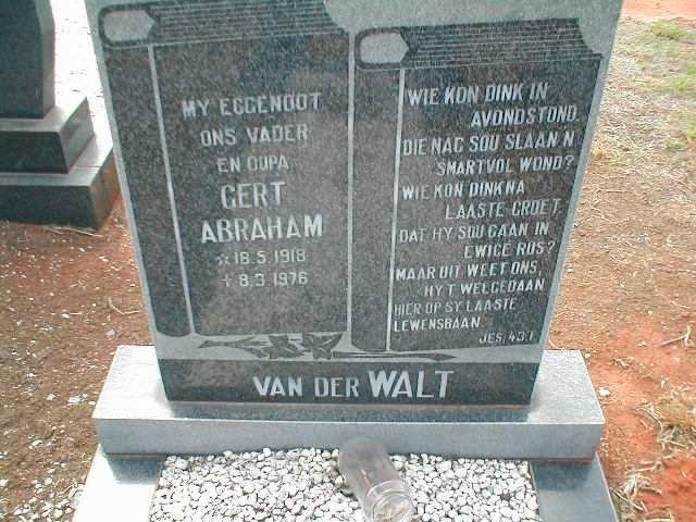 WALT Gert Abraham, van der 1918-1976