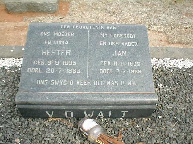 WALT Jan, v.d 1892-1969 &amp; Hester 1895-1983