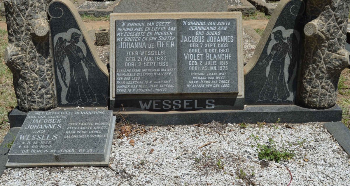 WESSELS Jacobus Johannes 1903-1960 &amp; Violet Blanche 1915-1975