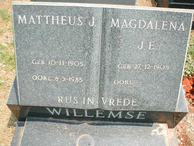 WILLEMSE Mattheus J. 1905-1985 &amp; Magdalena J.E. 1908-