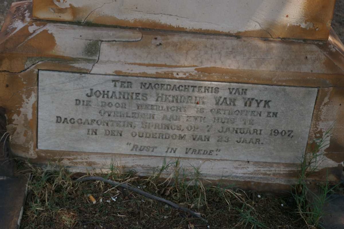 WYK Johannes Hendrik, van -1907