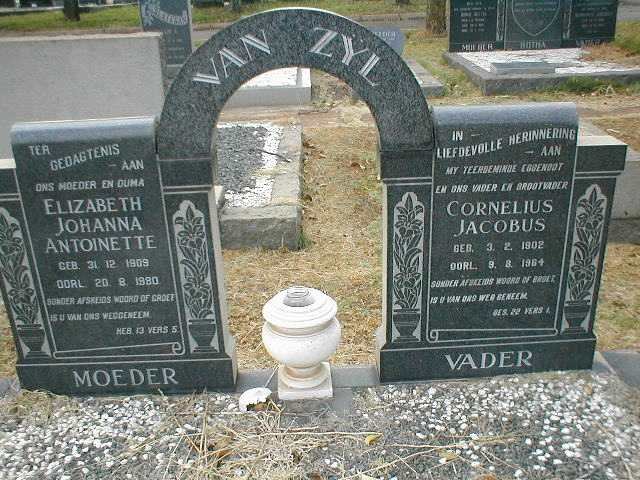ZYL Cornelius Jacobus, van 1902-1964 &amp; Elizabeth Johanna Antoinette 1909-1980
