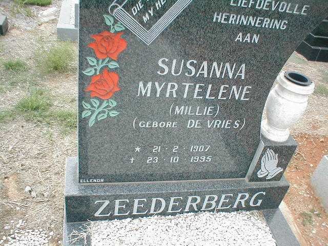 ZEEDERBERG Susanna Myrtelene nee DE VRIES 1907-1995