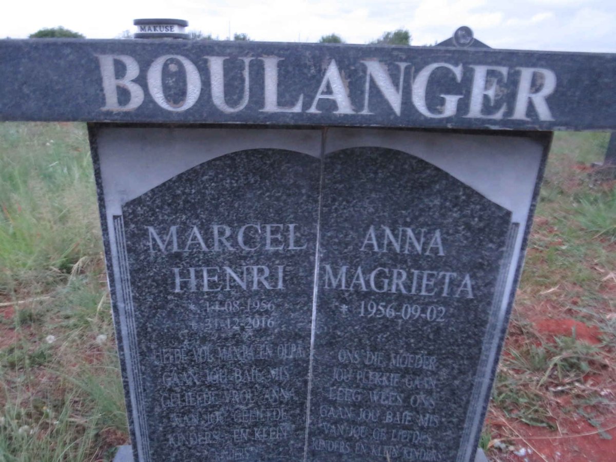 BOULANGER Marcel Henri 1956-2016 & Anna Magrieta 1956-