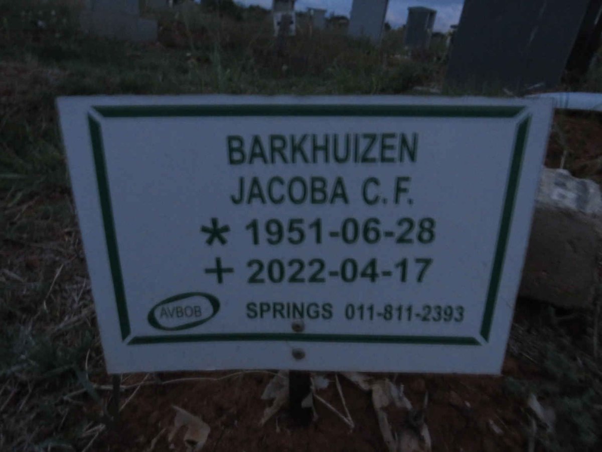 BARKHUIZEN Jacoba C.F. 1951-2022