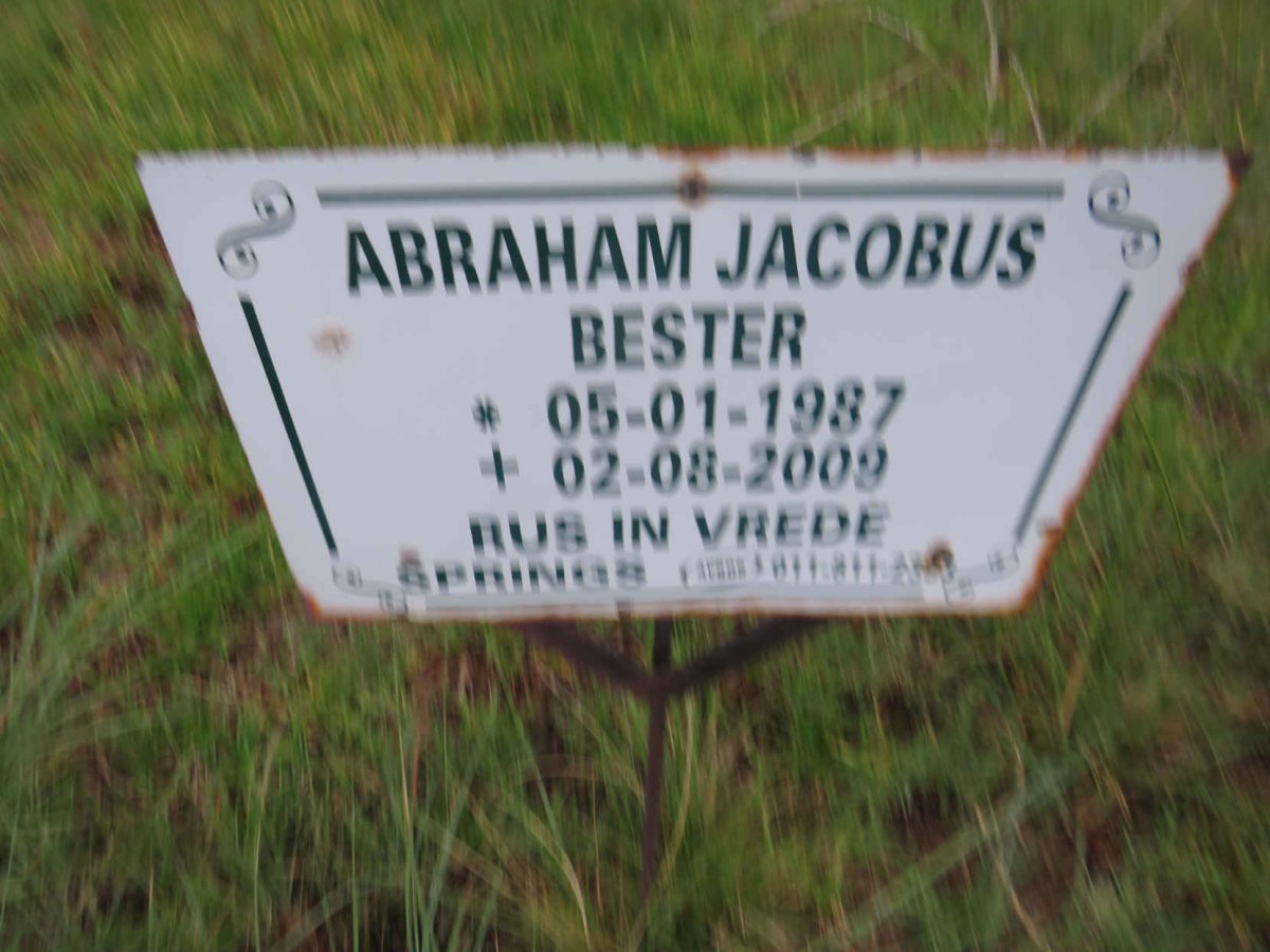 BESTER Abraham Jacobus 1987-2009