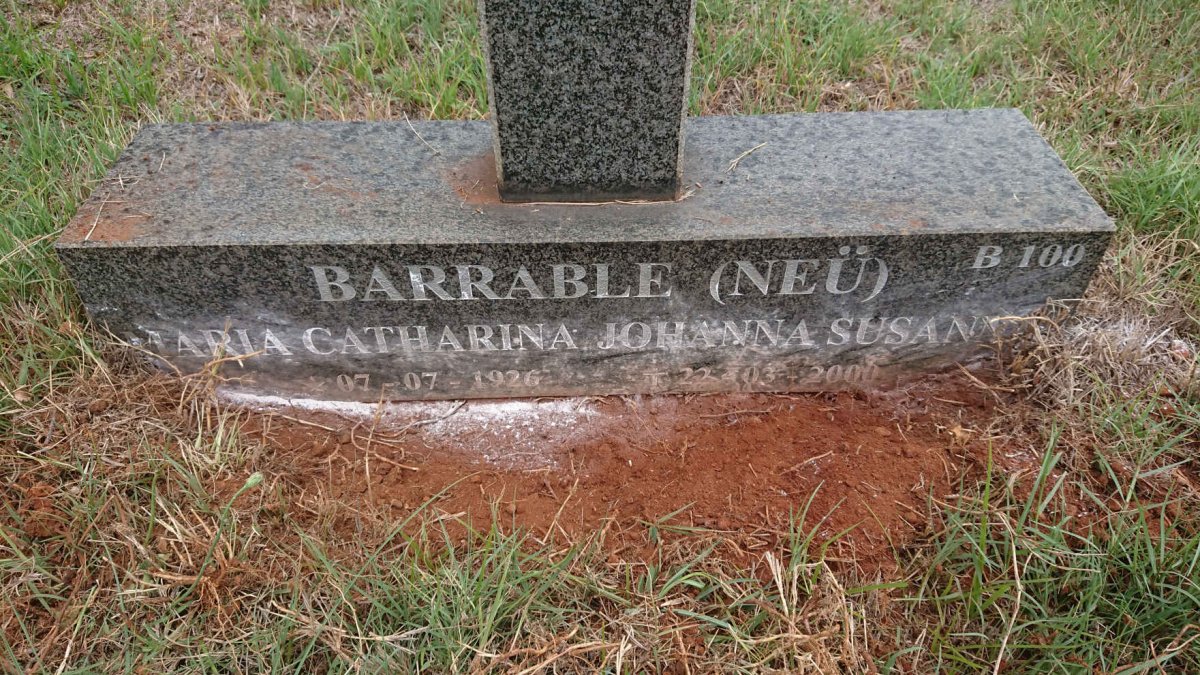 BARRABLE Maria Catharina Johanna Susanna nee NEU 1926-2000_2